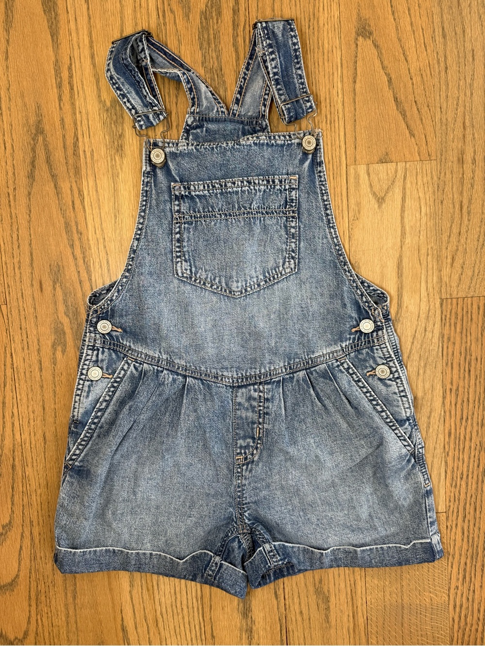 SO Girls' Blue Denim Shortall Pleated Overalls Size 10 - Picture 2 of 12